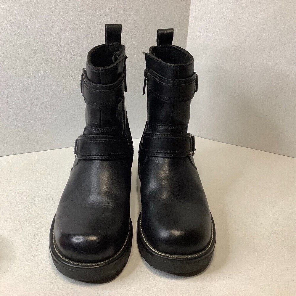 Harley Davidson Womens Black Leather Zip Motorcycle Boots 84009 USA Sz 8.5 - Picture 3 of 10